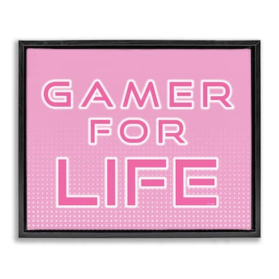 Stupell Pink Gamer For Life Framed Floater Canvas Wall Art Design By Yass Naffas Designs