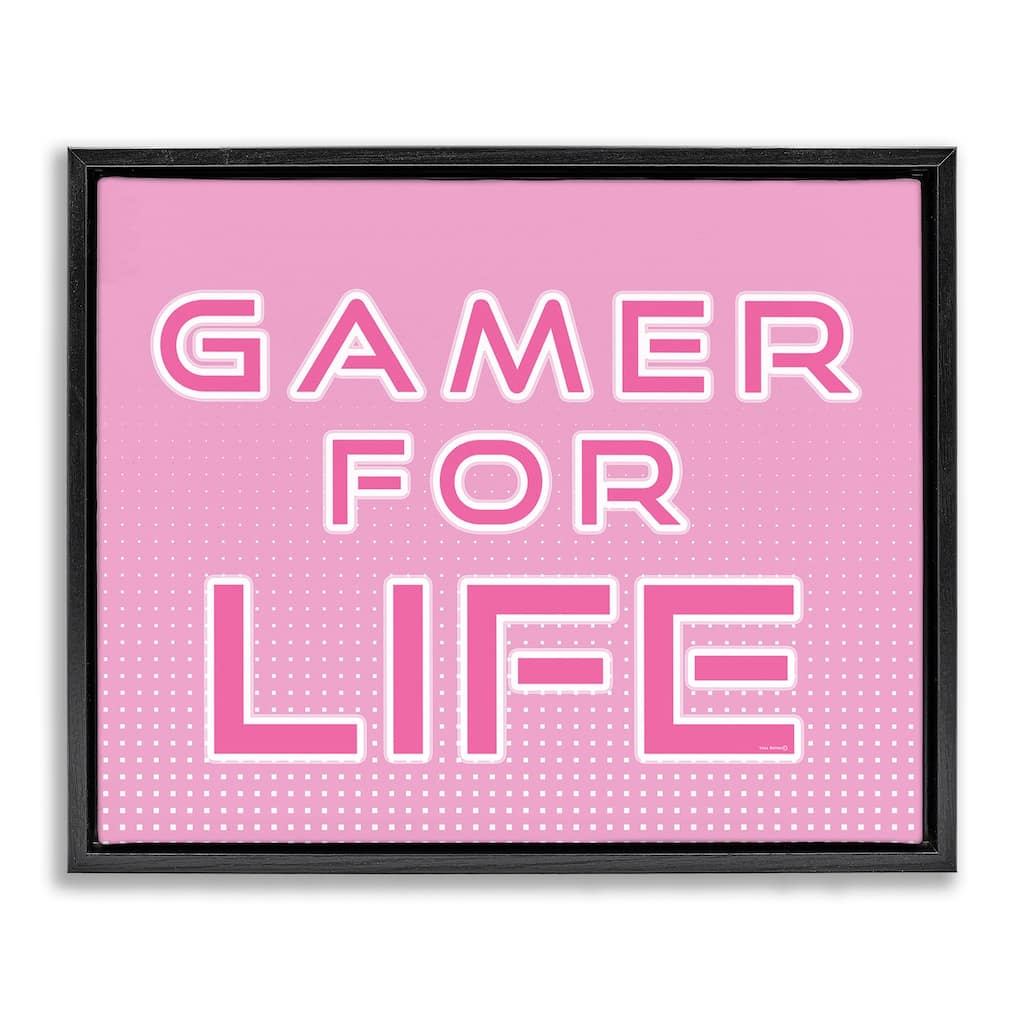 Stupell Pink Gamer For Life Framed Floater Canvas Wall Art Design By Yass Naffas Designs