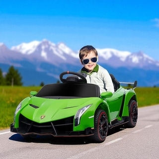 12V Lamborghini Veneno Licensed Kids Ride-On Car with Bluetooth, Remote Control, Butterfly Doors, Music, Lights, for Ages 3-6