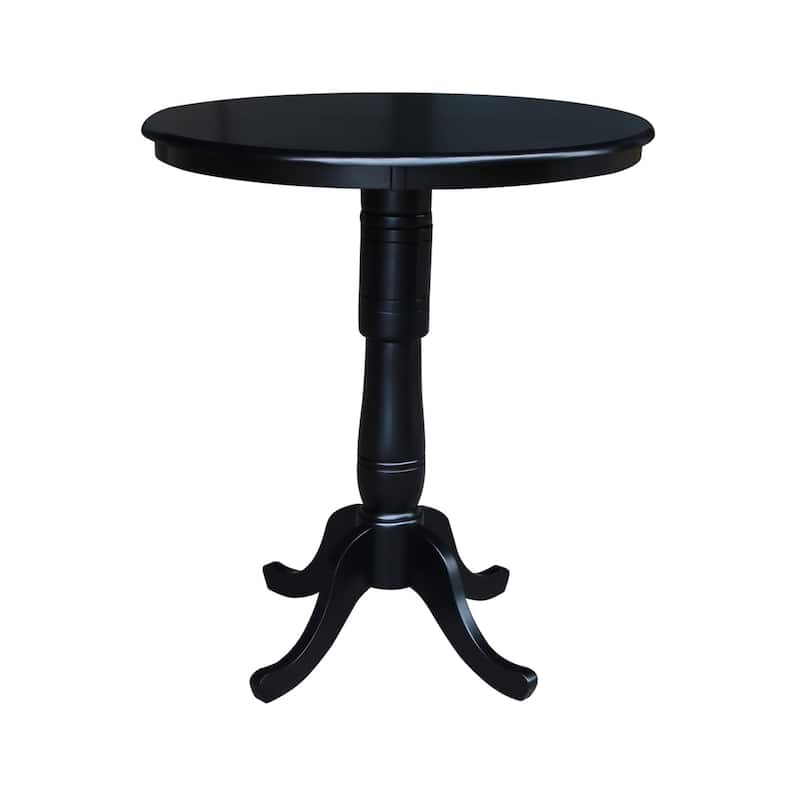 International Concepts Black 36-inch Round Pedestal Table with 6-inch Extensions