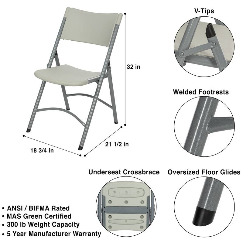 Hampden Furnishings Baldwin Collection 48" Round Folding Table with 4 Gwnyeth Grey Plastic Folding Chairs