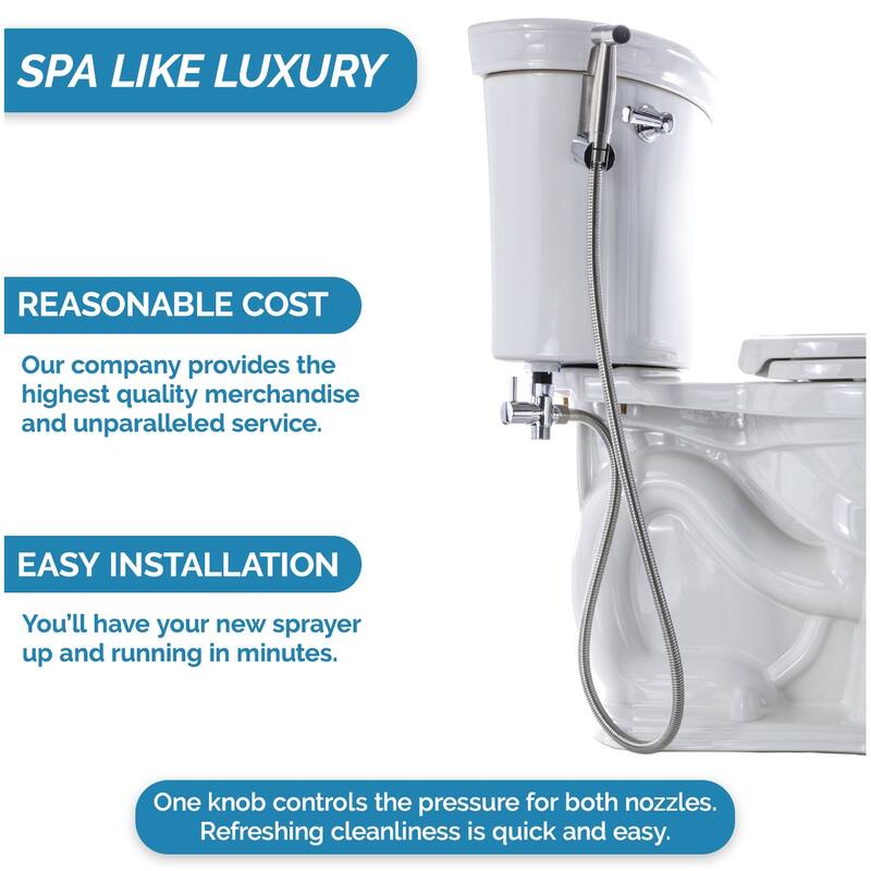 Bidet - Stainless Steel -Hand-Held Sprayer Attaches to Toilet 59" Hose