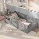 preview thumbnail 14 of 21, Montessori wooden Floor bed with super high security barrier Grey - Twin