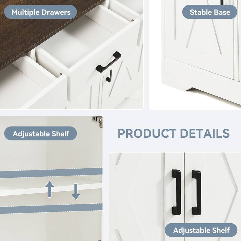 42.6" Wide TV Stand Console with 3 Storage Drawer