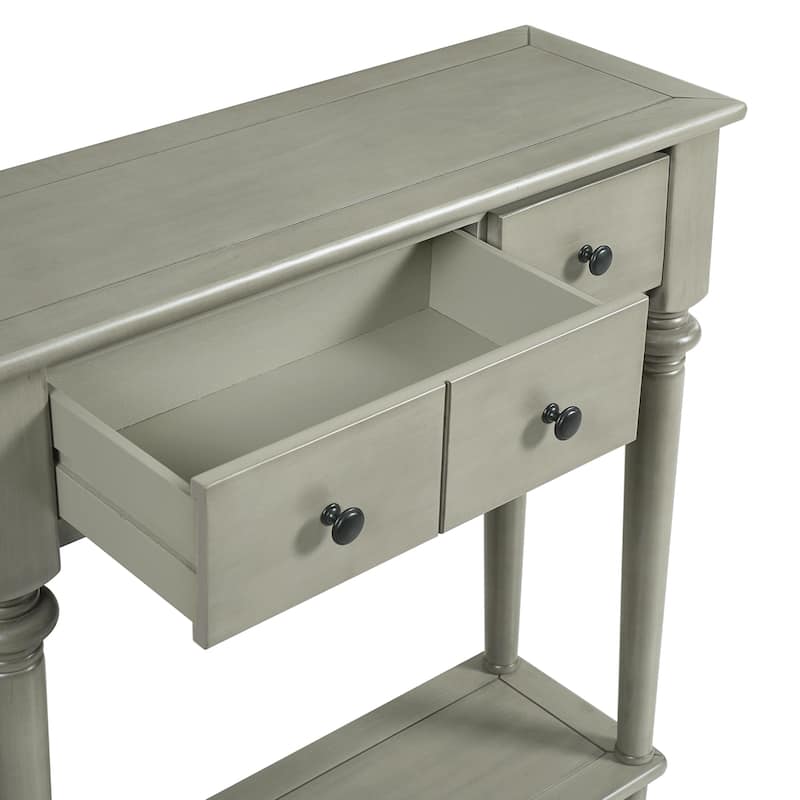 Entryway Table with 4 Drawers and Open Shelf