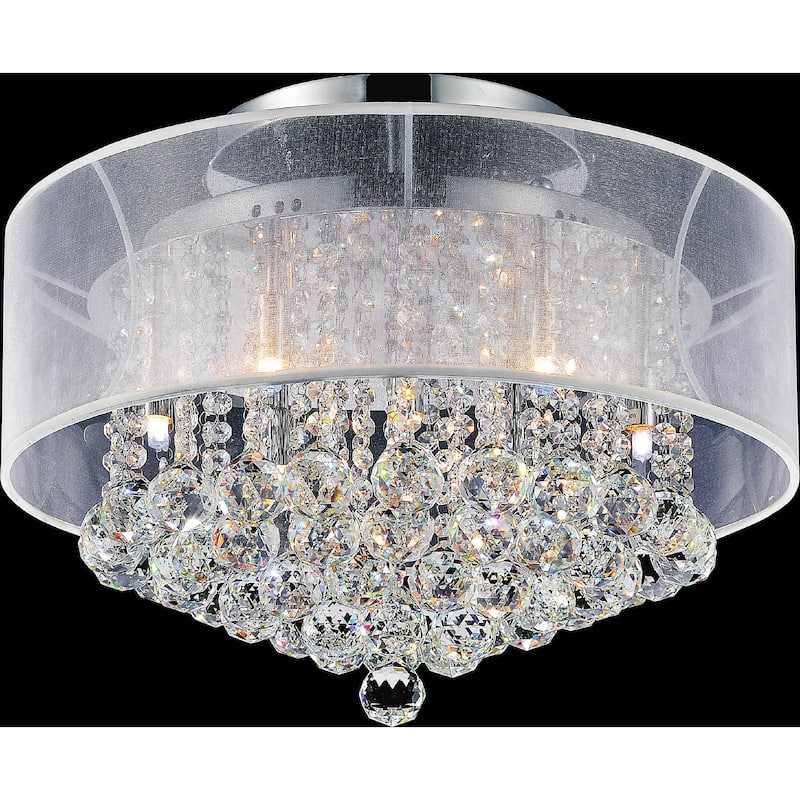 Radiant 9 Light 20in Chrome Drum Shade Flush Mount with White Shade - Chrome