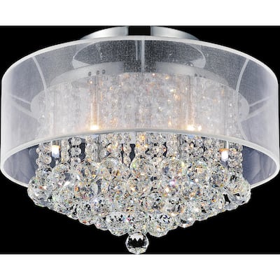 Radiant 9 Light Drum Shade Flush Mount With Chrome Finish