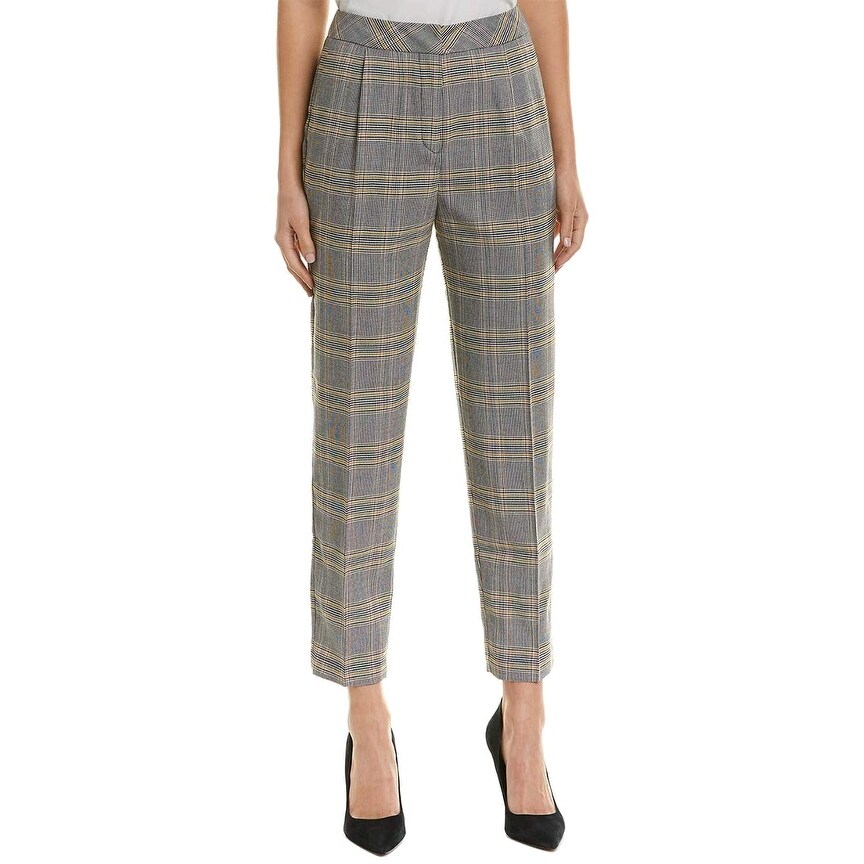 yellow plaid dress pants