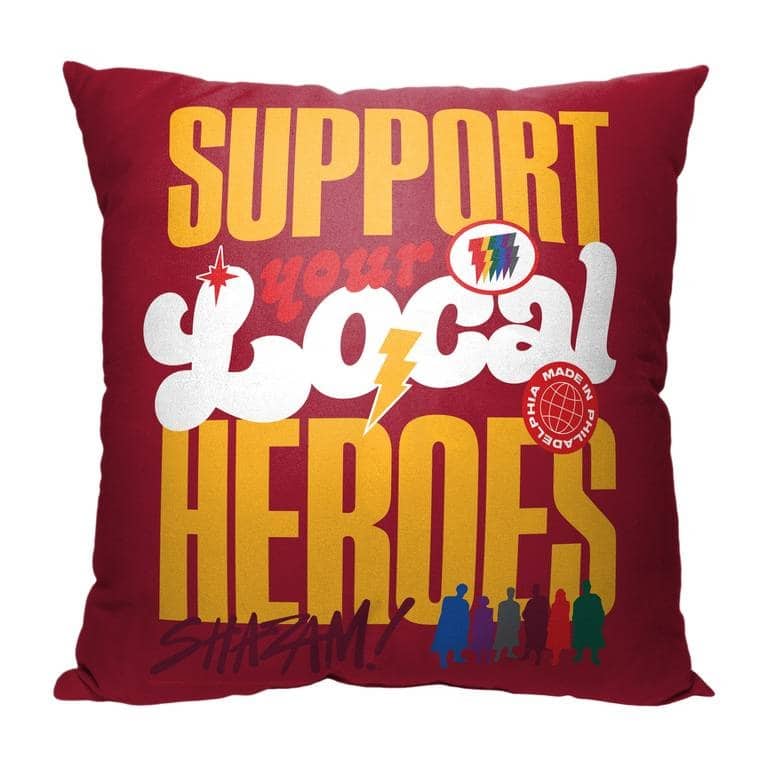 Warner Brothers DC Shazam Support Your Local Heros 18 Inch Throw Pillow