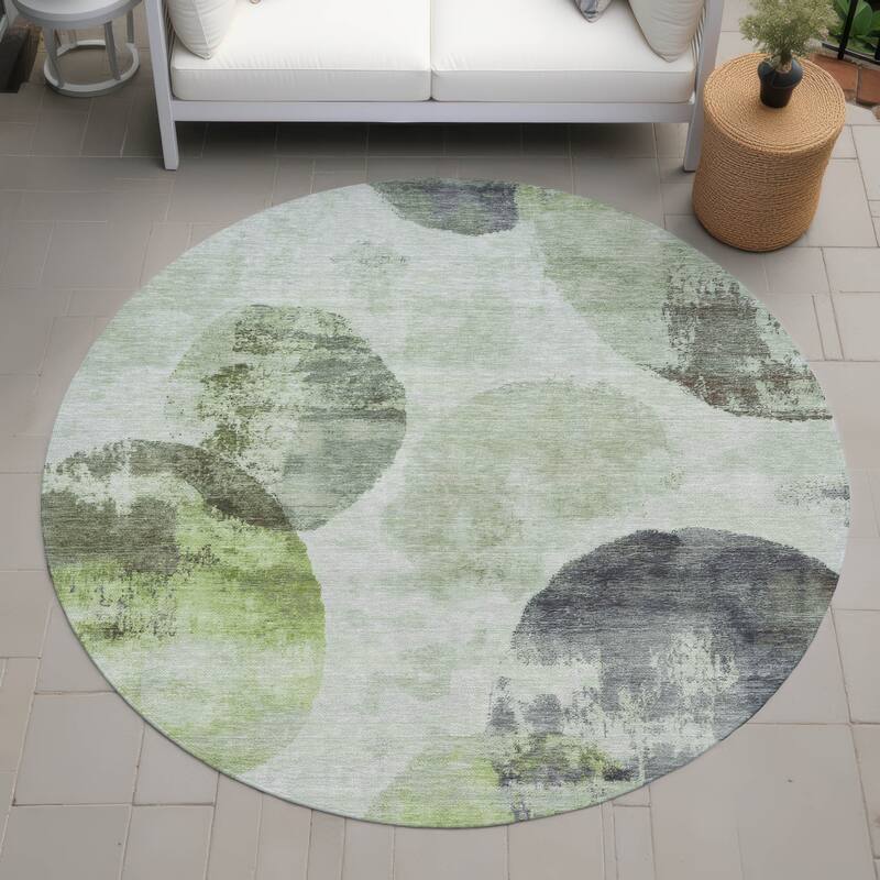 Machine Washable Indoor/ Outdoor Contemporary Micha Chantille Rug - Aloe - 8' x 8'