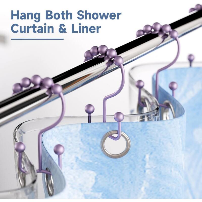 Rust-proof Metal Double Sliding Shower Hooks for Bathroom Shower Rods and Curtains, 12 Pack