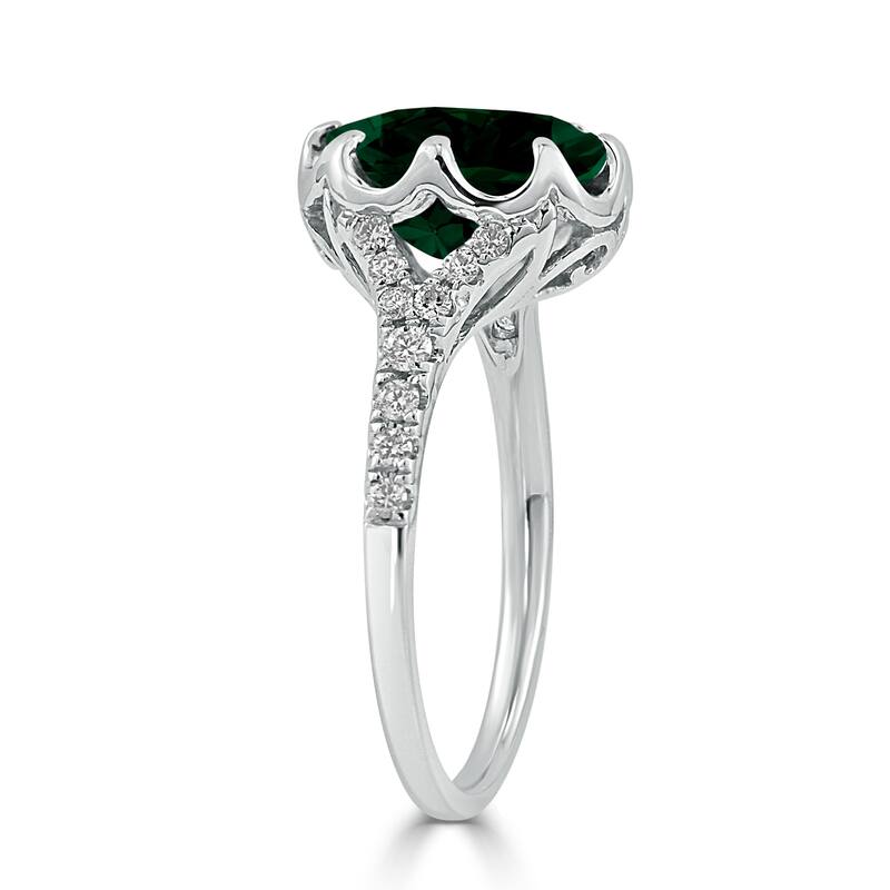 Auriya 2 1/2ct Oval Green Emerald and Diamond Ring 1/4ctw 18K Gold
