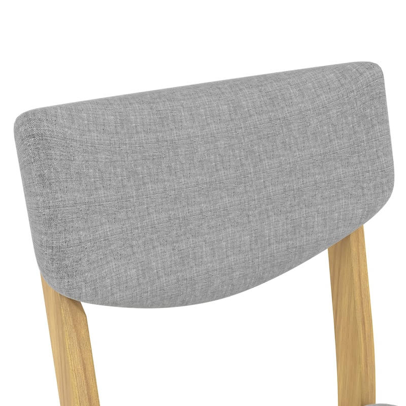 4-Piece Rustic Farmhouse Dining Chair Set, Solid Wood Frame with Gray Fabric Upholstered Cushion