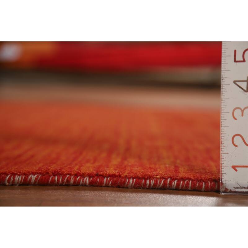 Orange Gabbeh Indian Area Rug Handmade Tribal Wool Carpet - 4'11" x 7'10"