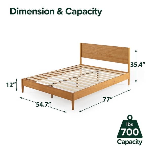 dimension image slide 0 of 4, Priage by ZINUS Mid Century Wood Platform Bed Frame
