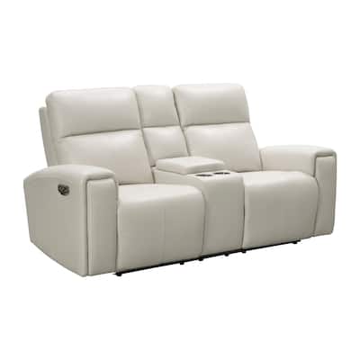 Abbyson Keegan Top Grain Leather Power Reclining Loveseat with USB Port