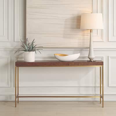 Burl Rectangular Console Table - 60" - Brown and Gold