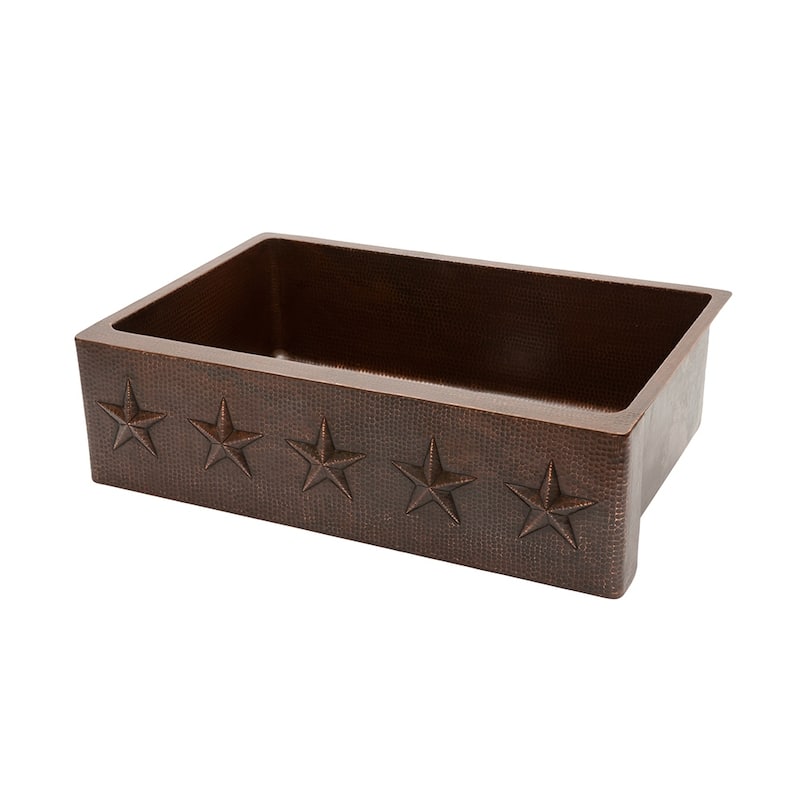 33-in Hammered Copper Apron Front Single Basin Kitchen Sink w/ Star Design (KASDB33229ST)