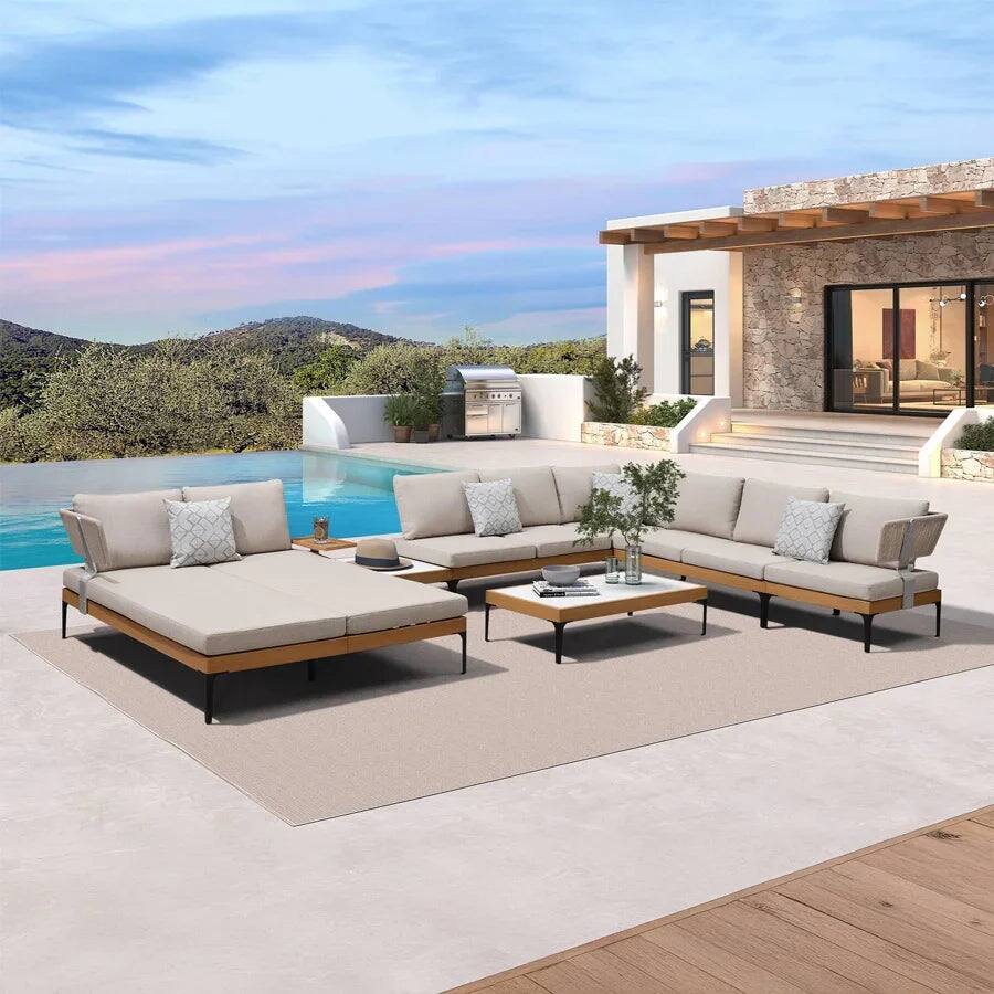 PURPLE LEAF Melben Light Grey Modular Outdoor Sectional with Cushions Flexible Layout Patio Conversation Set Couch