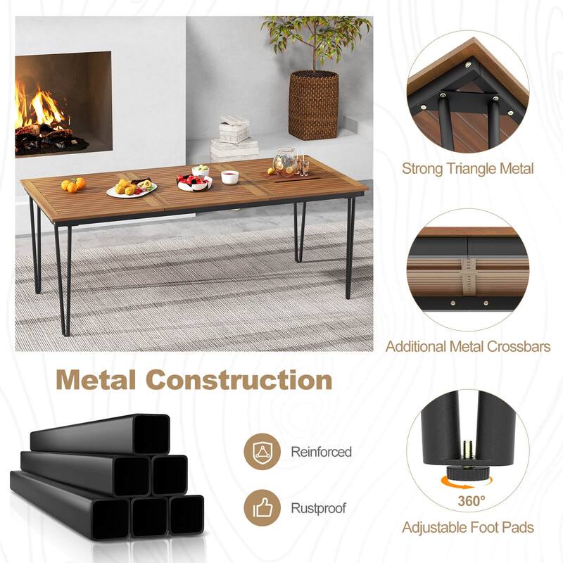 Gymax 9PCS Patio Dining Set w/79'' Rectangular Dining Table & 8