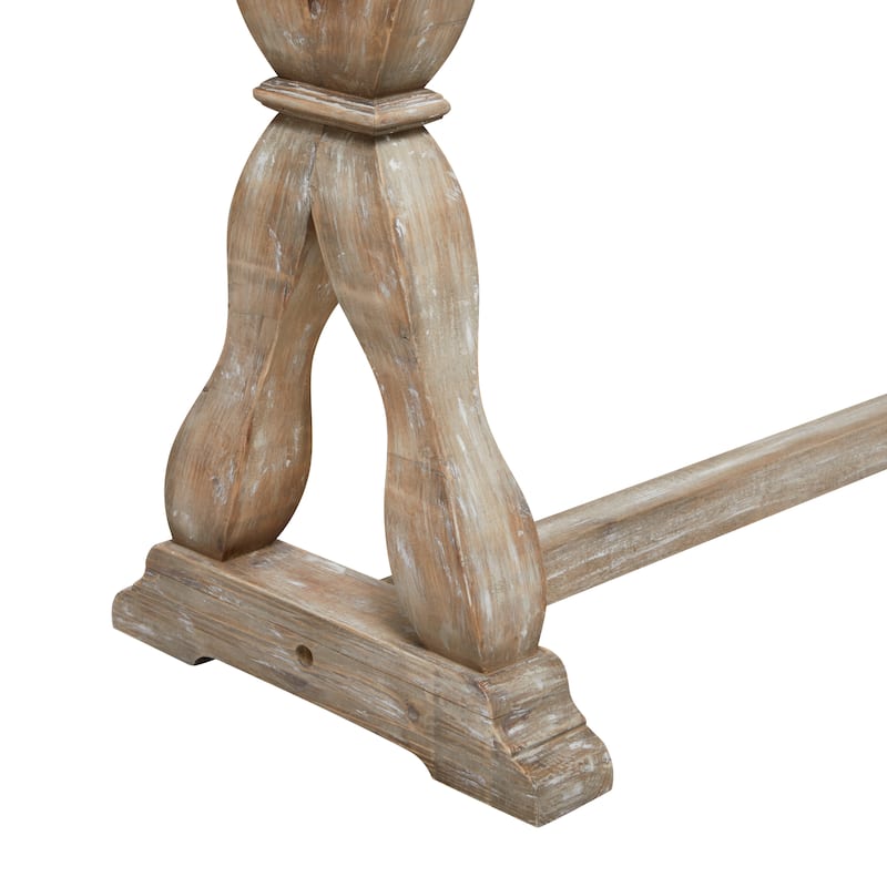 Wood Whitewashed Console Table with Angled Turned Legs - Brown - Roche River Decor