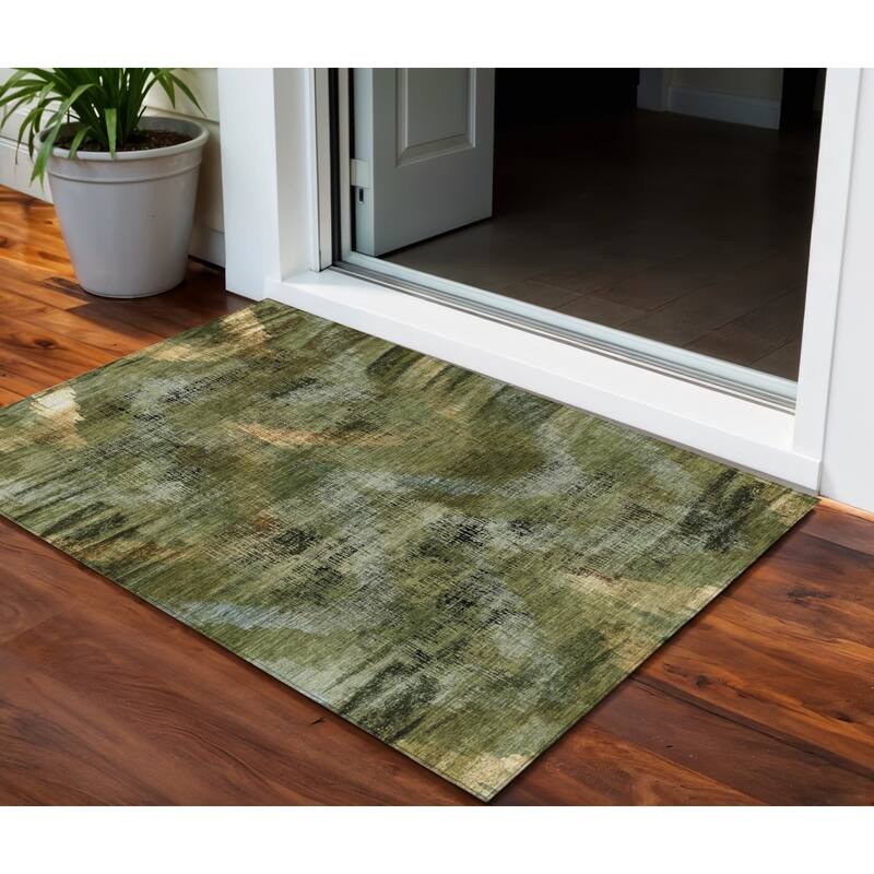 HomeRoots Abstract Transitional Rectangle Outdoor Rug - 3' x 5'
