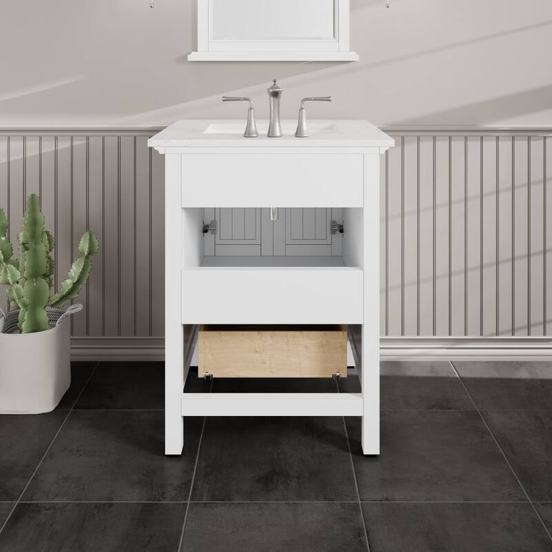Eviva Britney 24" Bath Vanity with WH Carrara Quartz Top