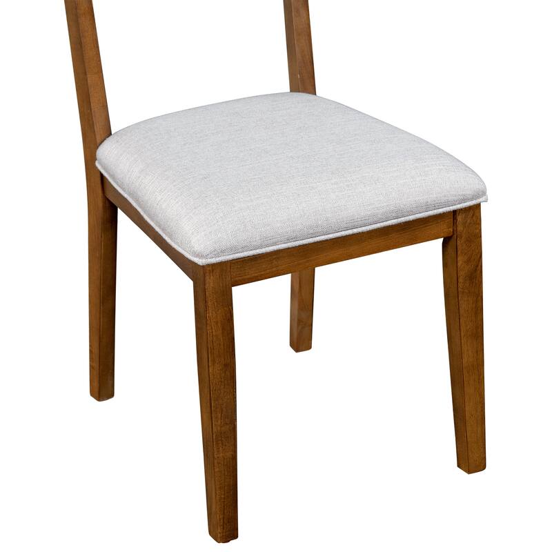 5 Pcs Wood Dining Set, Kitchen Table and Chair Set with Rectangular Table, Trestle Table Base and 4 Upholstered Chairs聽