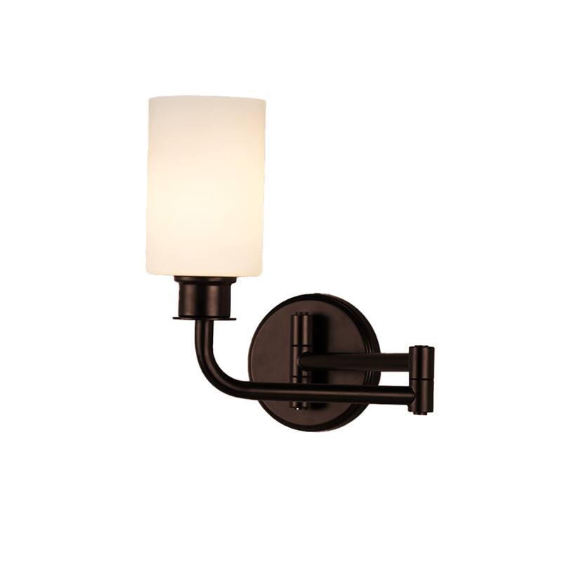 Justice Design Group Hinge 1-Light Adjustable Wall Sconce with Opal Glass Shade