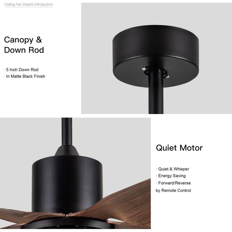 Modern Ceiling Fan Light with 3 Color Temperatures and 6 Blades, 6 Adjustable Wind Speeds for Bedroom and Living Room