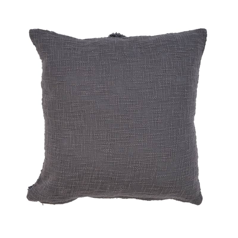 20" Gray Hand Woven Diamond Tufted Square Throw Pillow