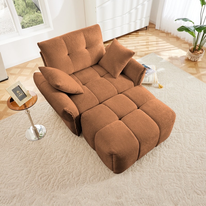 47.2" Chenille Upholstered Sofa with Ottoman