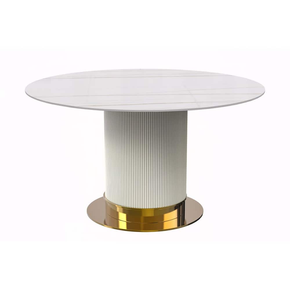 Jexis Round Dining Table with Glass/Sintered Stone Tableop