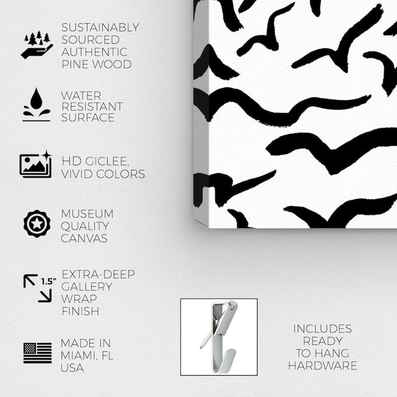 Wynwood Studio Canvas Abstract Fly Pattern White and Modern & Contemporary Wall Art Canvas Print
