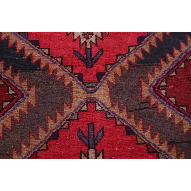 Hand Knotted Oriental 100% Wool Carpet Traditional Tribal Pink Meshkin Area Rug - 9' 11'' X 4' 7''