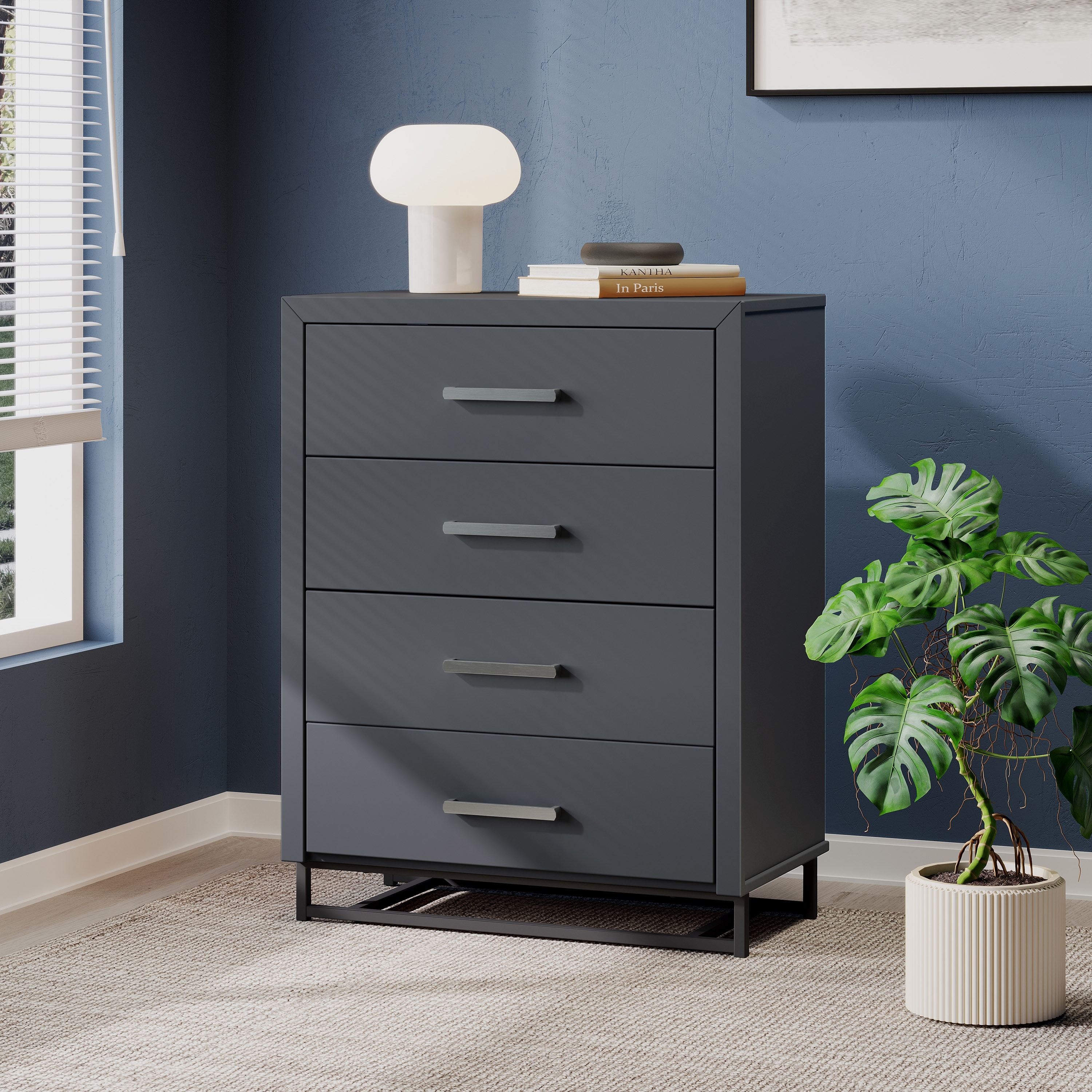 4 Drawer Chest In Charcoal Grey