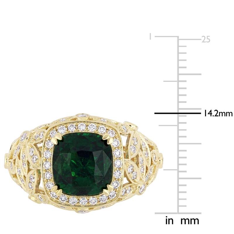 Miadora 3 3/4ct TGW Tsavorite and 5/8ct TDW Diamond Vintage Ring in 14k Yellow Gold