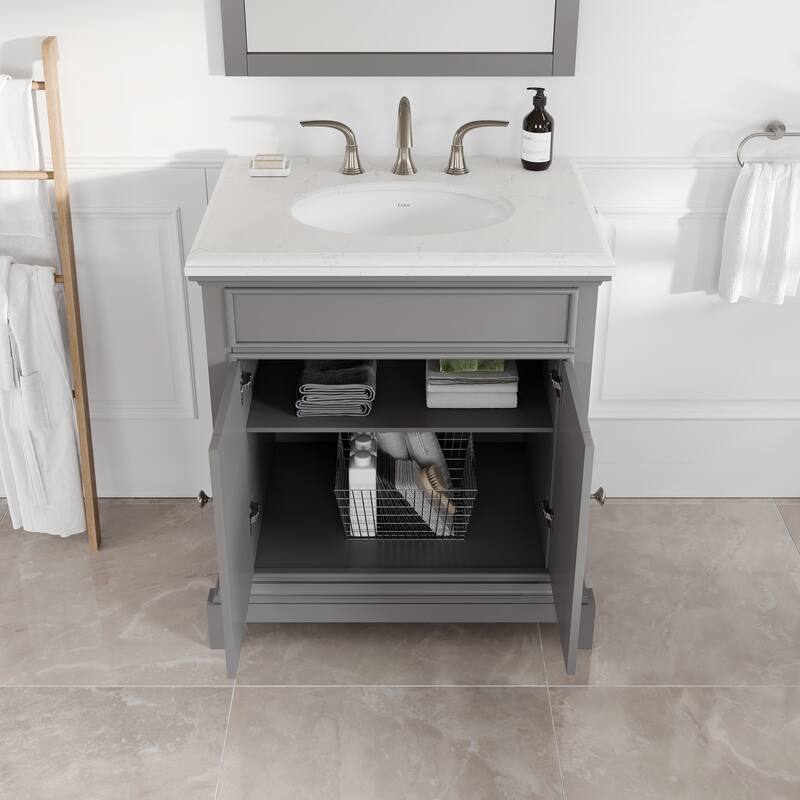 Elite Stamford Bath Vanity with Carrara Quartz Top and Porcelain Sink