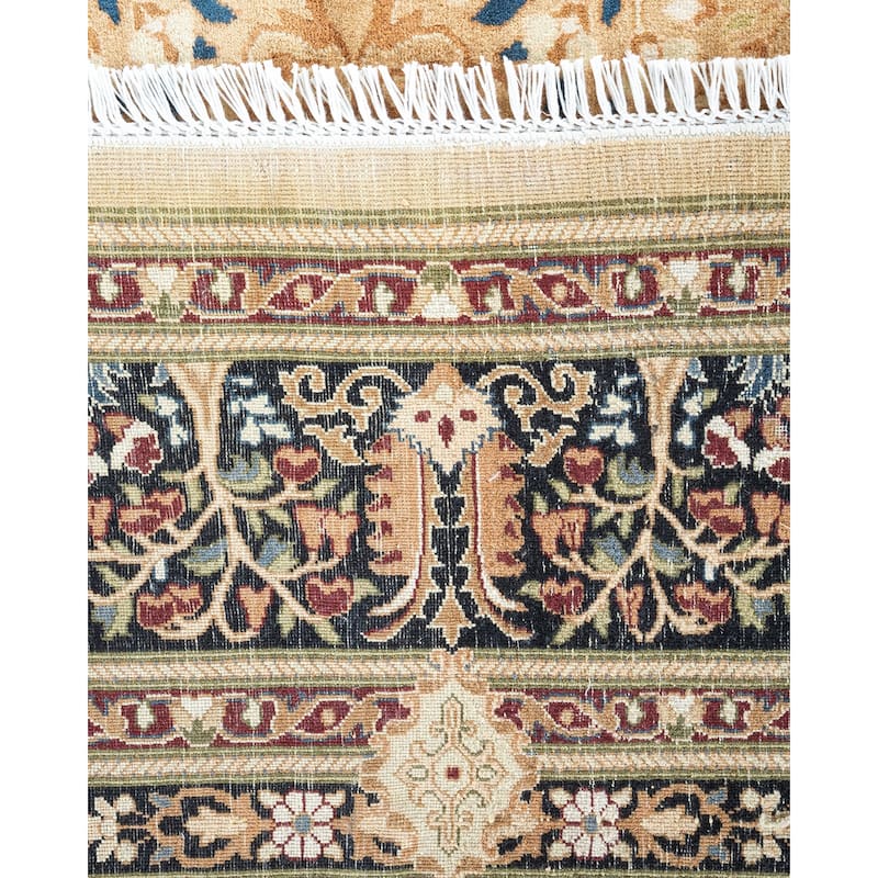 Overton Handknotted Wool Traditional Oriental Yellow Octagon Area Rug - 9' x 12'