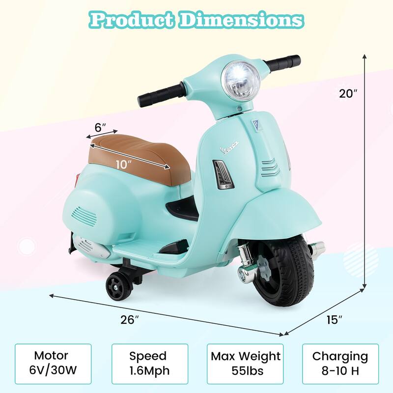 Gymax Kids Ride on Motorcycle w/ Training Wheels Headlight Horn 6V - See Details