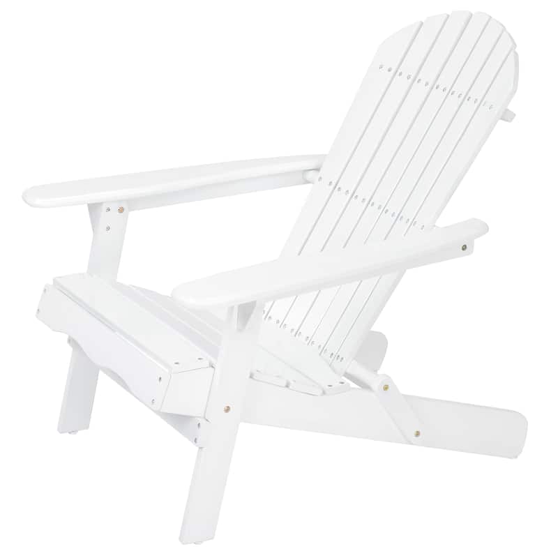 Adirondack Chair Folding Patio Seating with Slatted Backrest, Leisure Chair White Reading Chair Leisure Chair