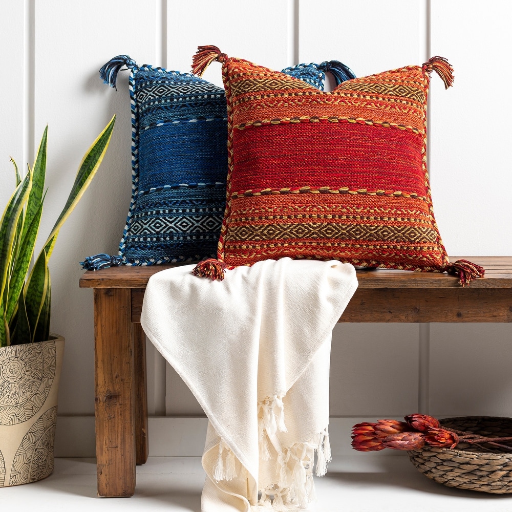 Talco Shaggy Boho Stripe 20-inch Throw Pillow - On Sale - Bed Bath & Beyond  - 30756556