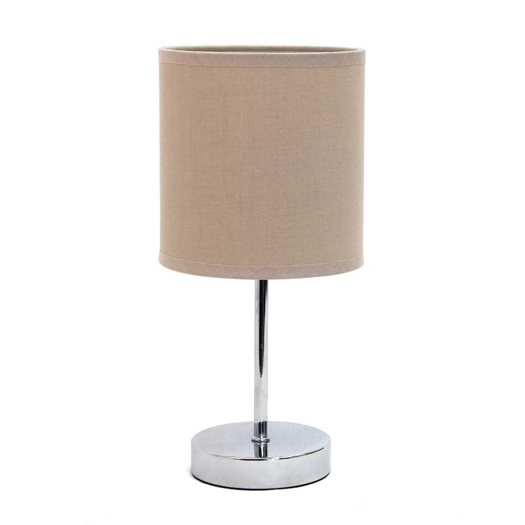 Traditional Petite Table Lamp with Drum Shade - 11.75" - Silver and Gray
