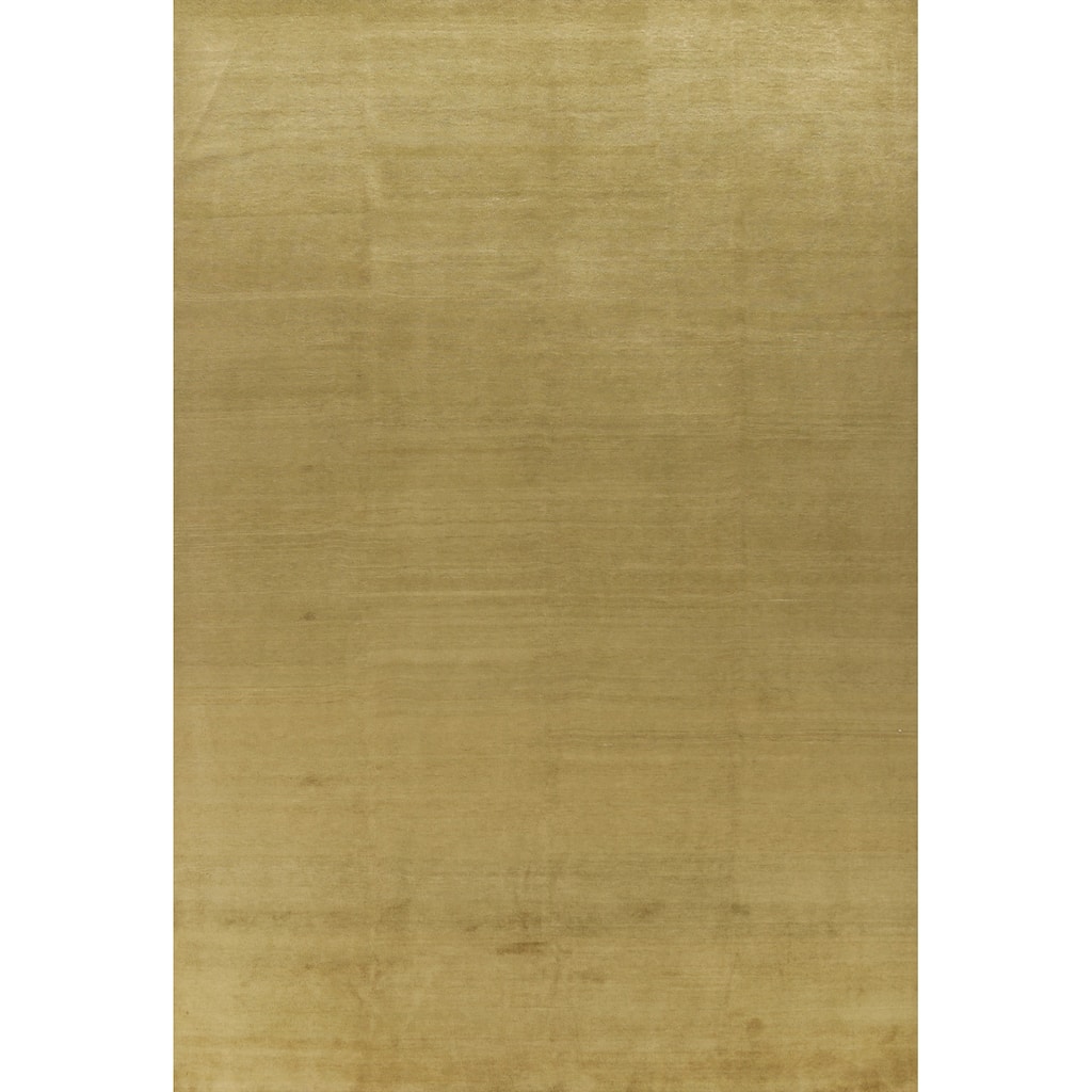 Hand Knotted Oriental 100% Wool Carpet Modern Solid Green Gabbeh Area Rug - 14' 0'' X 9' 11''