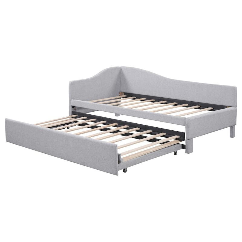 Twin Size Upholstered Daybed with Pop Up Trundle