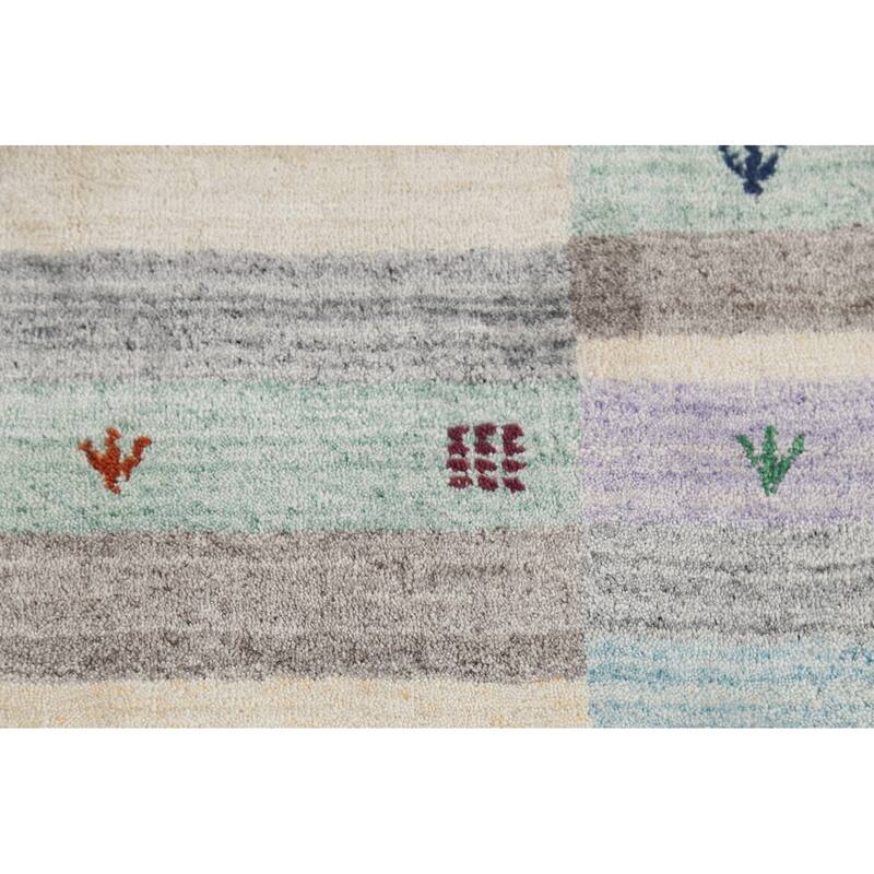 All-Over Tribal Gabbeh Indian Area Rug Hand-Knotted Wool Carpet - 4'9"x 6'6"