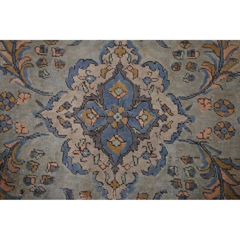 Distressed Tabriz Persian Antique Area Rug Handmade Wool Carpet - 8'0" x 10'9"