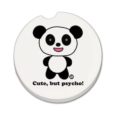 Cute But 2 Pack Absorbent Stone Coaster for Vehicle Cup Holder 2.6” Diameter Manufactured in The USA