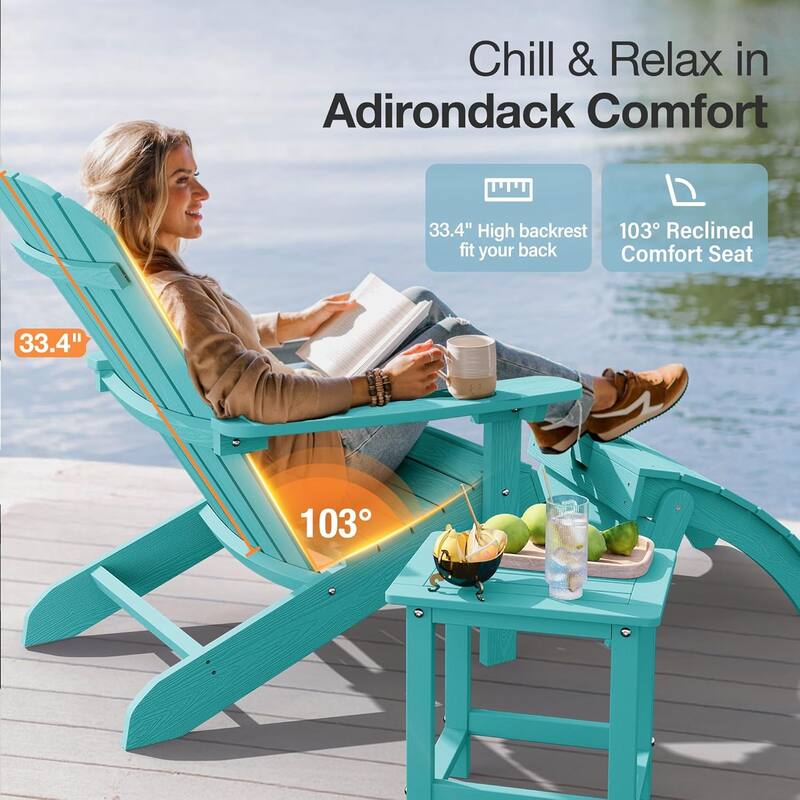 WINSOON All Weather HIPS Outdoor Plastic Adirondack Chairs Set of 4