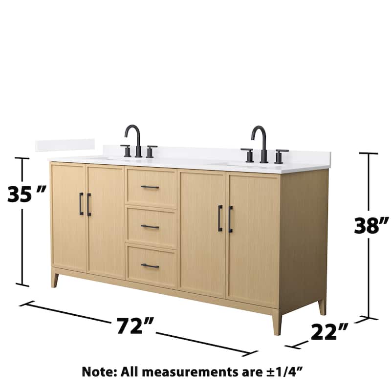 Elan 72-inch Double Vanity, 3 Hole Quartz Top